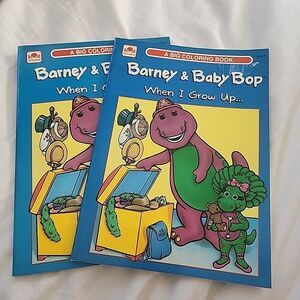 Barney & Baby Bop Big Coloring Book When I Grow Up 1993 Lot Of 2 Golden NEW